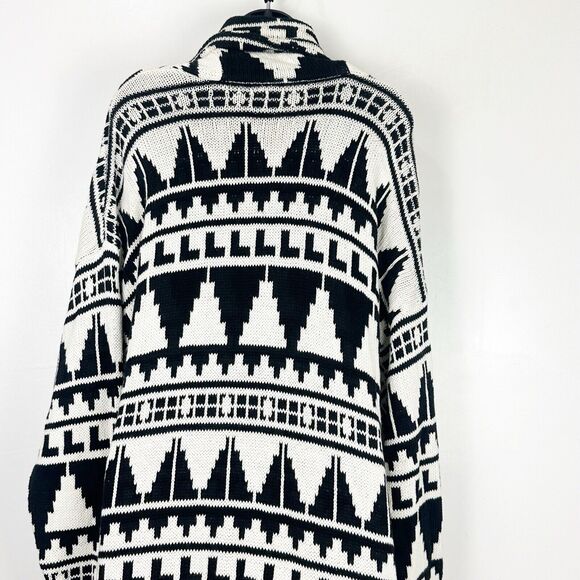Lauren Ralph Lauren Geo-Motif 100% Cotton Shawl Collar Women’s Cardigan XXL Boho - Picture 15 of 16